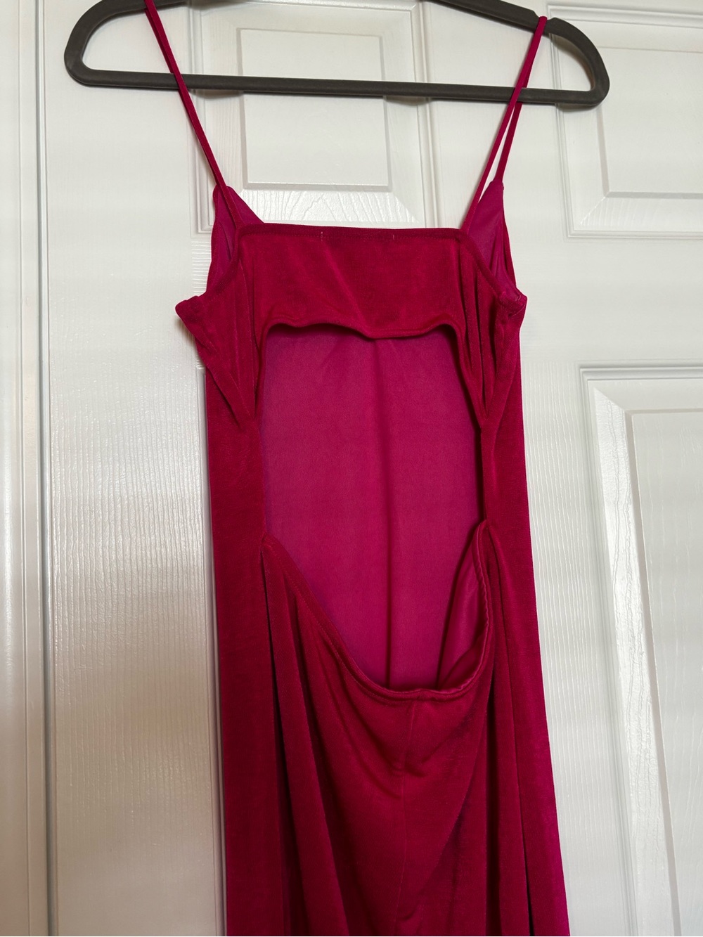 Fuchsia Maxi Slip Dress with Spaghetti Straps - Picture 6 of 7